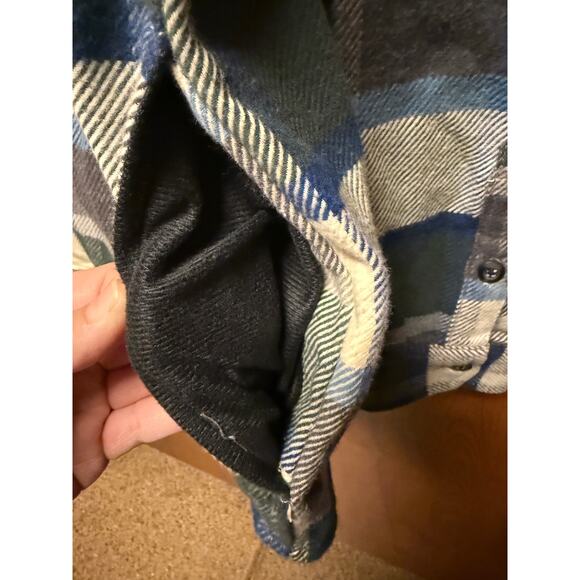 Orvis Heavy Flannel Shirt Men’s XL Green/Blue Plaid Shacket Long Sleeve ButtonUp - Picture 4 of 6